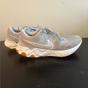 Nike Renew size 10 running shoes grey white red tan